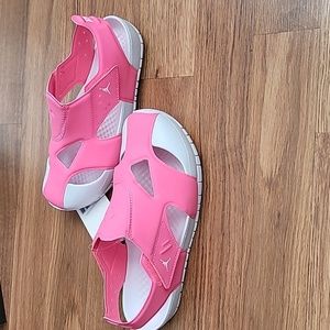 NWT Jordan Flare Sandals,  Pink/White, With Box